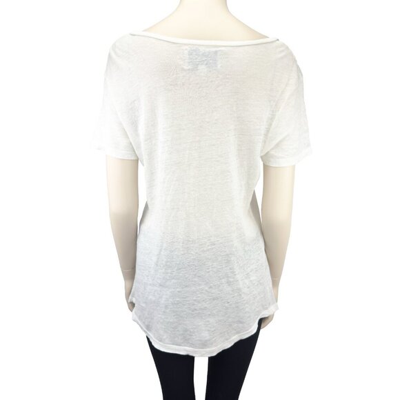 BROCHUβ WALKER 100% Linen Scoop Neck Short Sleeves T-shirt Size M - Picture 6 of 8